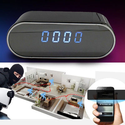 Night Night Vision 1080p Table Security Camera Clock ساعت زنگ دار بادامک مخفی