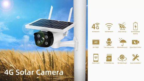 سیستم های نظارت خانگی بی سیم HD 1080p IP65 دوربین وای فای با انرژی خورشیدی گلوله